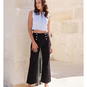 Oraije Paris Victorine Black Wide Leg Jeans Old Money Contemporary Minimalist 29